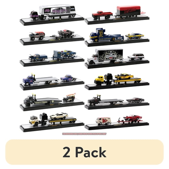 (2 pack) M2 Machines Auto-Haulers Series – Die-Cast Play Vehicle Truck Set, 1:64 Scale (Styles May Vary)