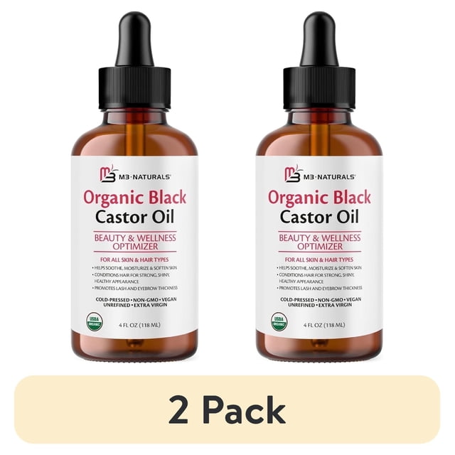 (2 pack) M3 Naturals Black Castor Oil for Hair Growth, Cold Pressed ...