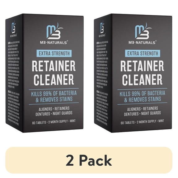 (2 pack) M3 Retainer Cleanser Tablets Cleaner | Denture Cleansers Retainers Mouth Guards 60 Tablets