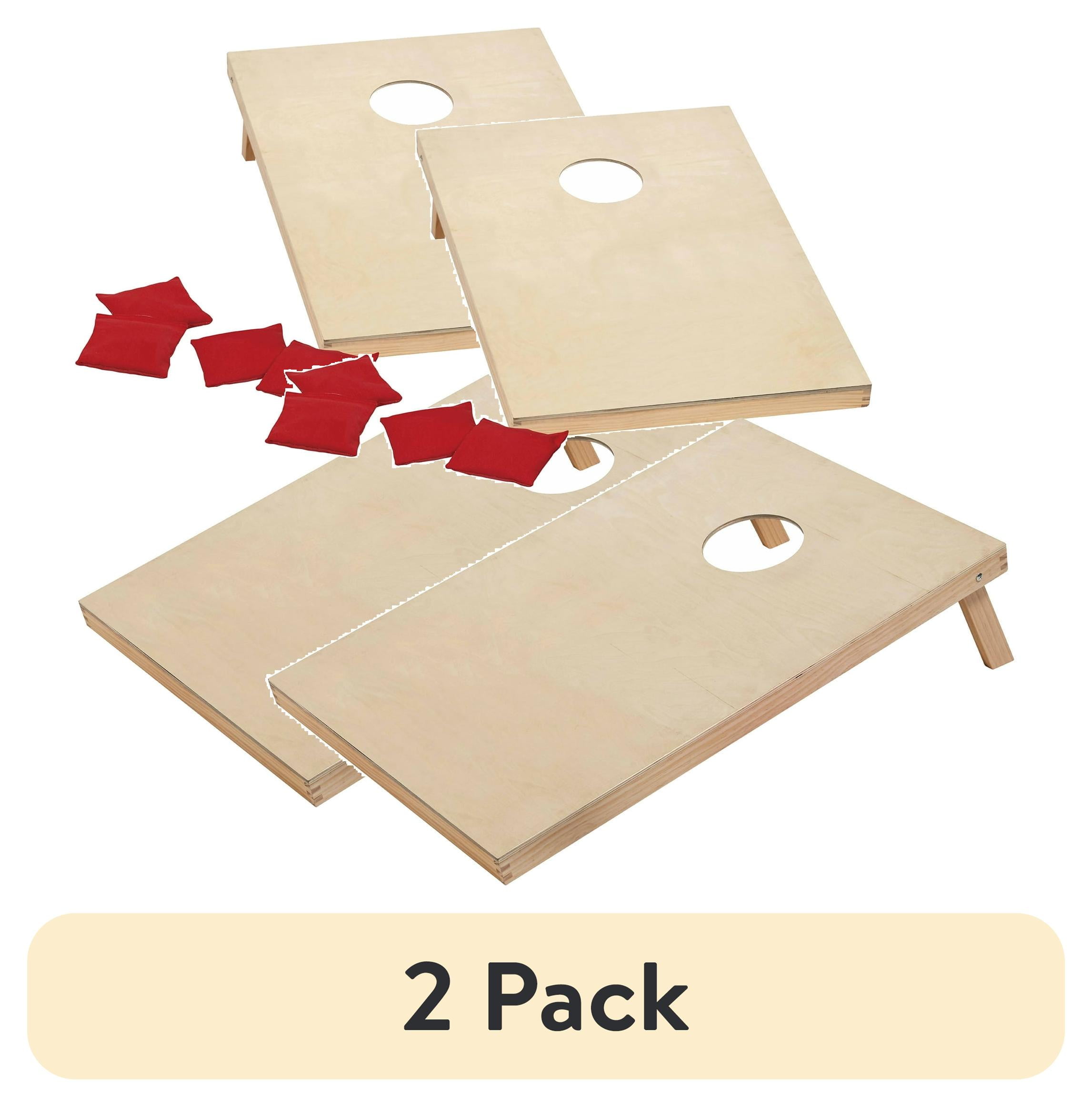 (2 pack) MD Sports 36-inch Solid Wood Cornhole Set with All-Weather Bean Bags, Lawn Games