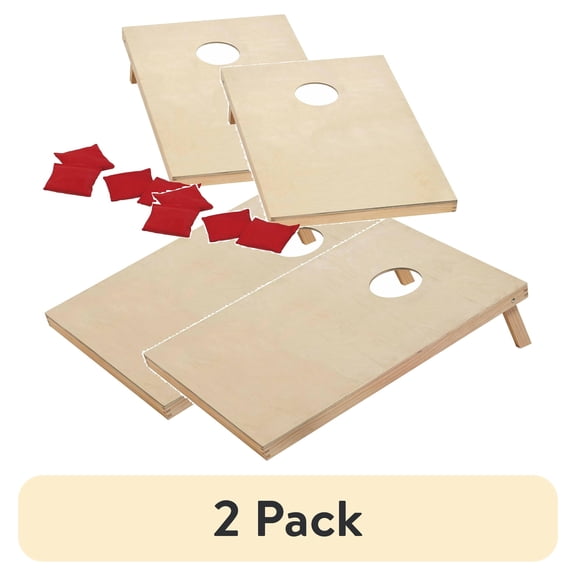 (2 pack) MD Sports 36-inch Solid Wood Cornhole Set with All-Weather Bean Bags, Lawn Games