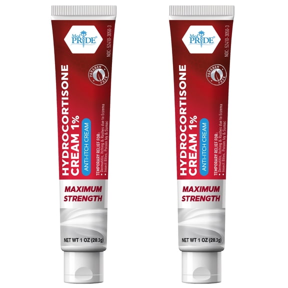 (2 pack) MED PRIDE 1% Hydrocortisone Cream 1 oz Tube Cortisone Anti Itch Cream for Hemorrhoids Rashes Dermatitis Bug Bite Itch Relief & Skin Irritations