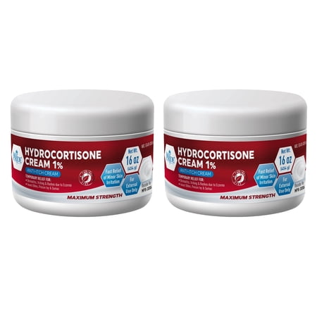 (2 pack) MED PRIDE 1% Hydrocortisone Cream 16oz Bulk Cortisone Anti Itch Cream for Eczema, Dermatitis, Rashes, Bug Bite Itch Relief & Skin Irritations