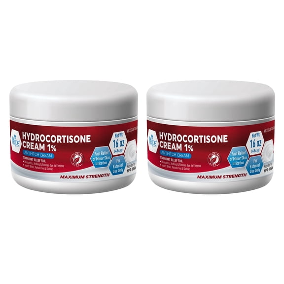 (2 pack) MED PRIDE 1% Hydrocortisone Cream 16oz Bulk Cortisone Anti Itch Cream for Eczema, Dermatitis, Rashes, Bug Bite Itch Relief & Skin Irritations