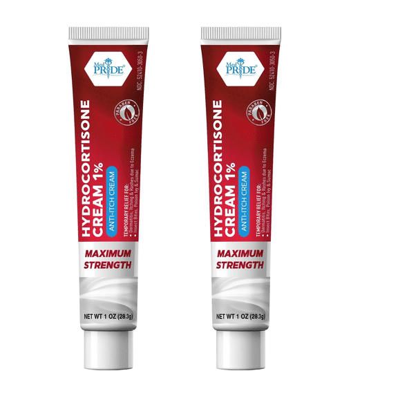 (2 pack) MED PRIDE 1% Hydrocortisone Cream 1 oz Tube Cortisone Anti Itch Cream for Hemorrhoids Rashes Dermatitis Bug Bite Itch Relief & Skin Irritations