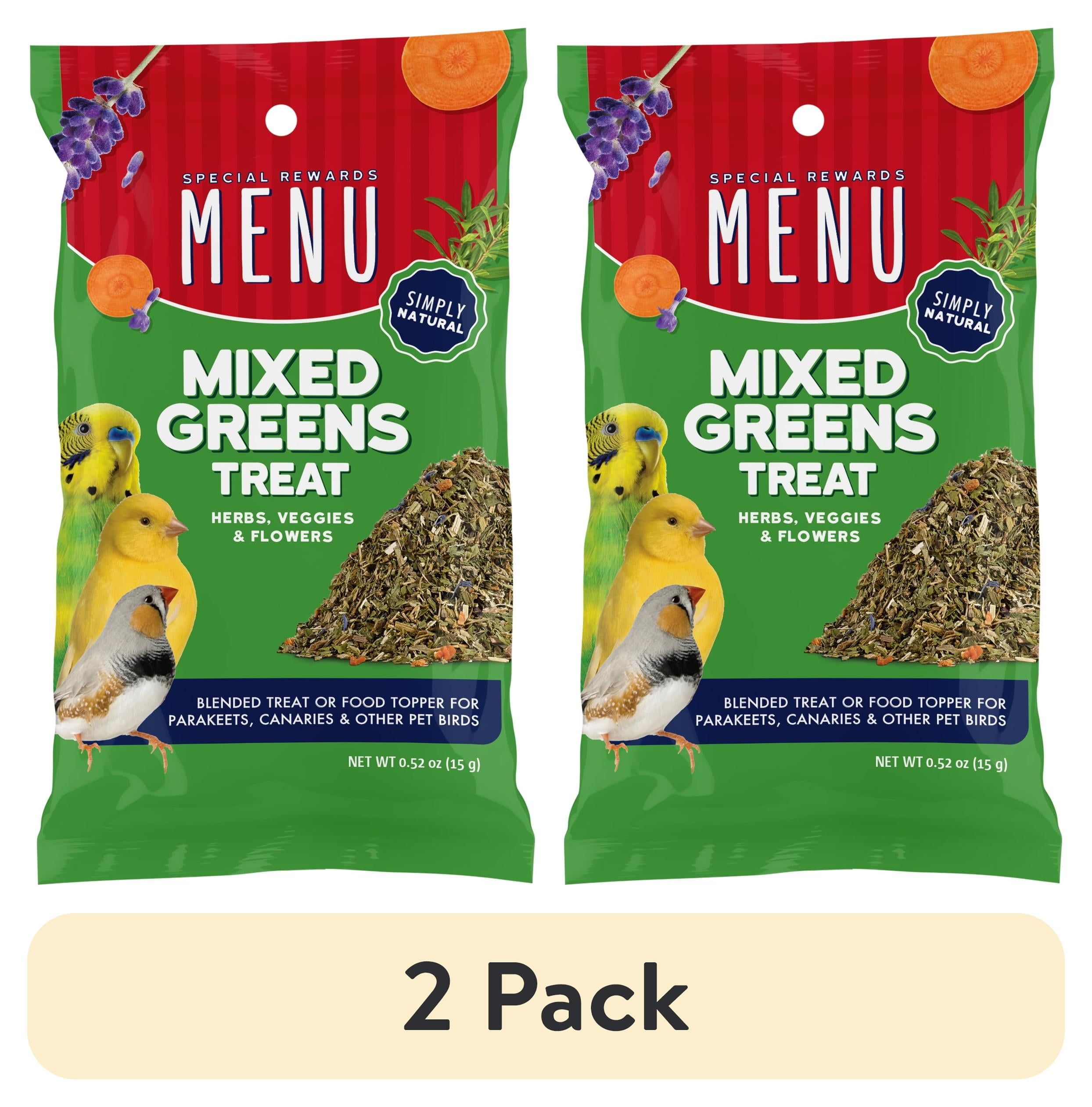 (2 pack) MENU Mixed Greens Bird Treat, Dried Veggies and Herbs, All Bird Sizes, 15g
