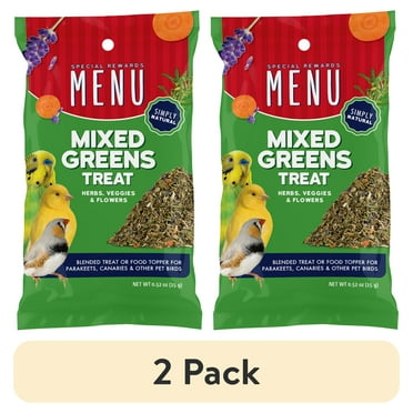 (2 pack) MENU Mixed Greens Bird Treat, Dried Veggies and Herbs, All Bird Sizes, 15g