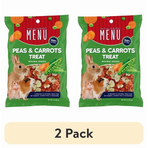 (2 pack) MENU Peas & Carrots Treat for Pet Rabbits, Guinea Pigs, and Hamsters, 3 ounce