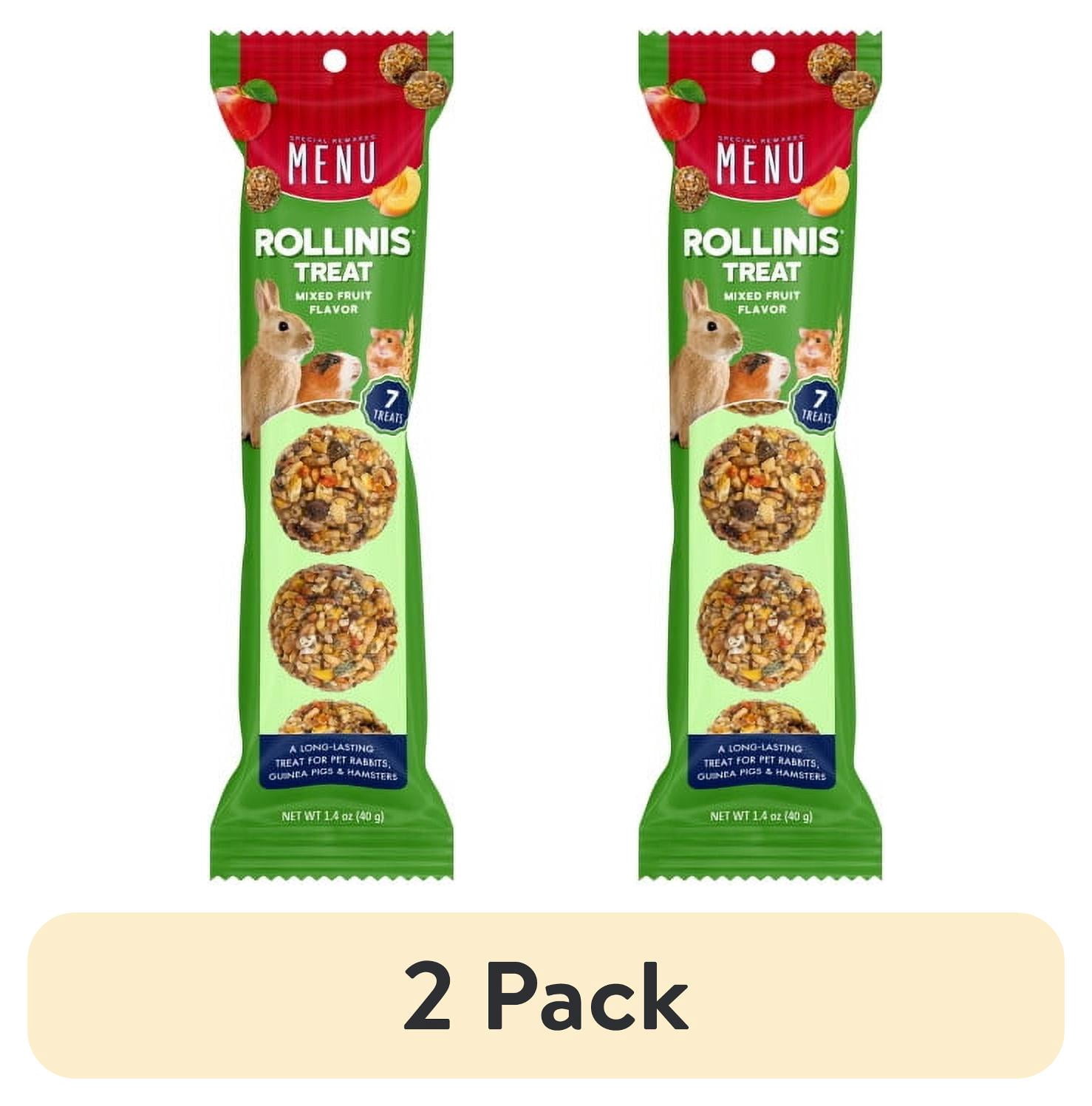 (2 pack) MENU Rollinis Mixed Fruit Small Animal Treat 1.4oz