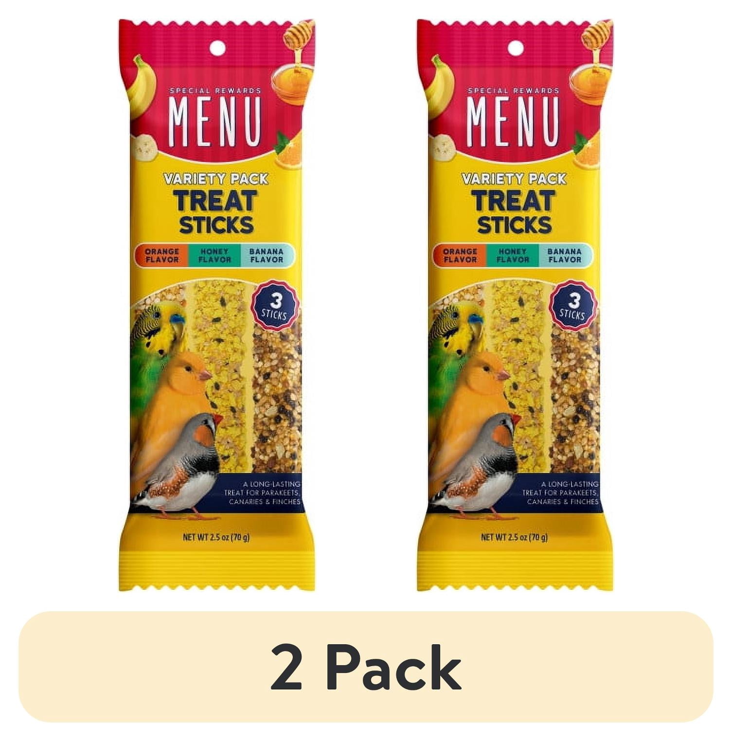 (2 pack) MENU Treat Sticks for Canary/Finch/Parakeet Vrty Pk 2.5 oz- 3 Sticks