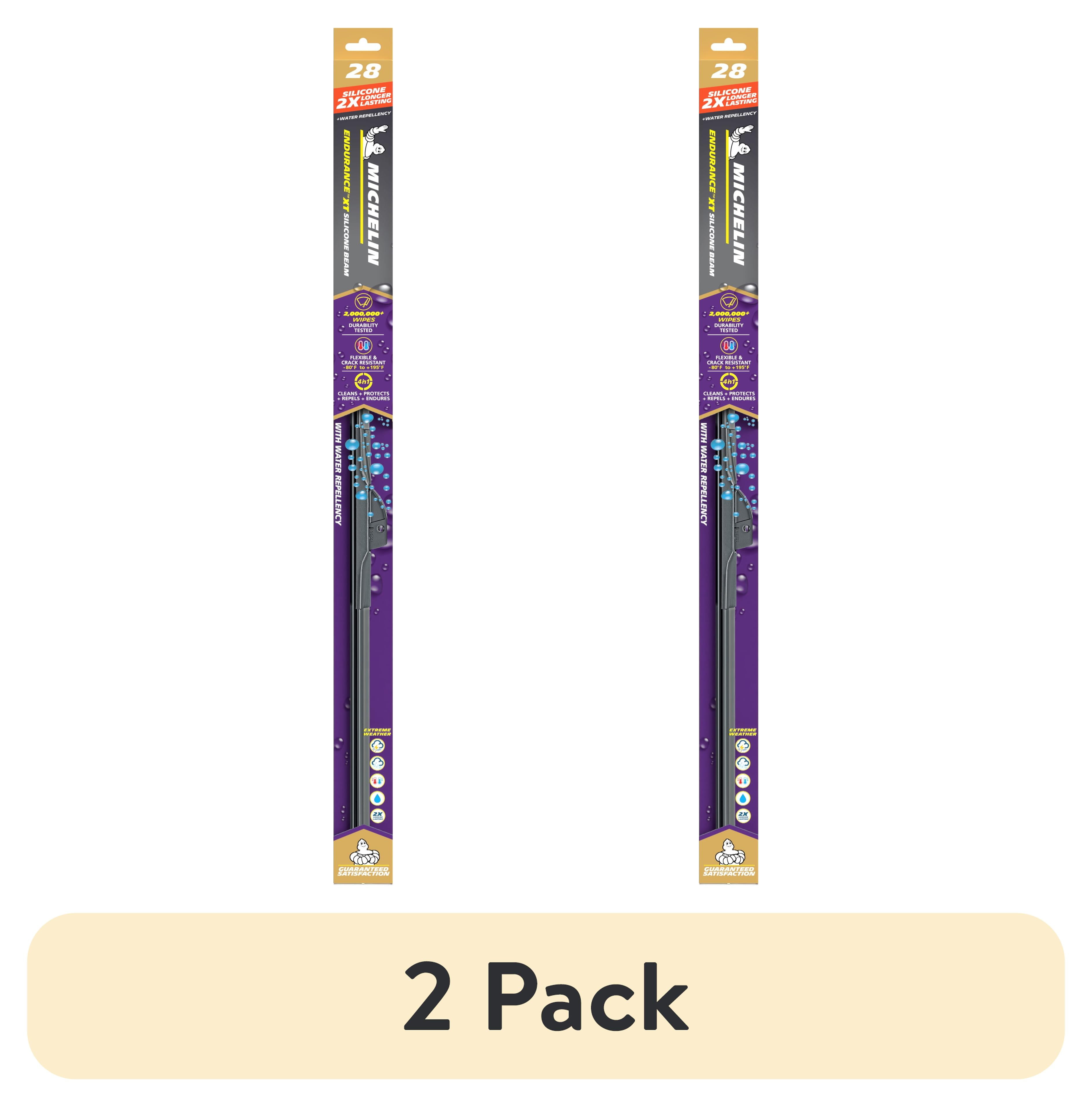 (2 pack) MICHELIN® Endurance XT 28" Silicone + Water Repellency Beam Windshield Wiper Blade