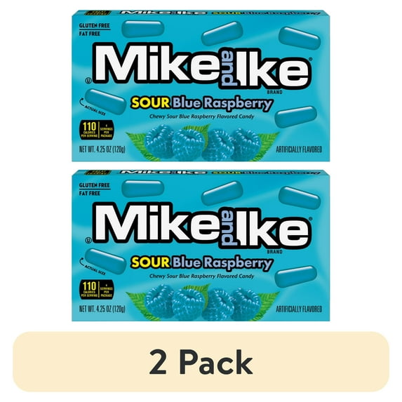 (2 pack) MIKE AND IKE Sour Blue Raspberry flavored Chewy Candy