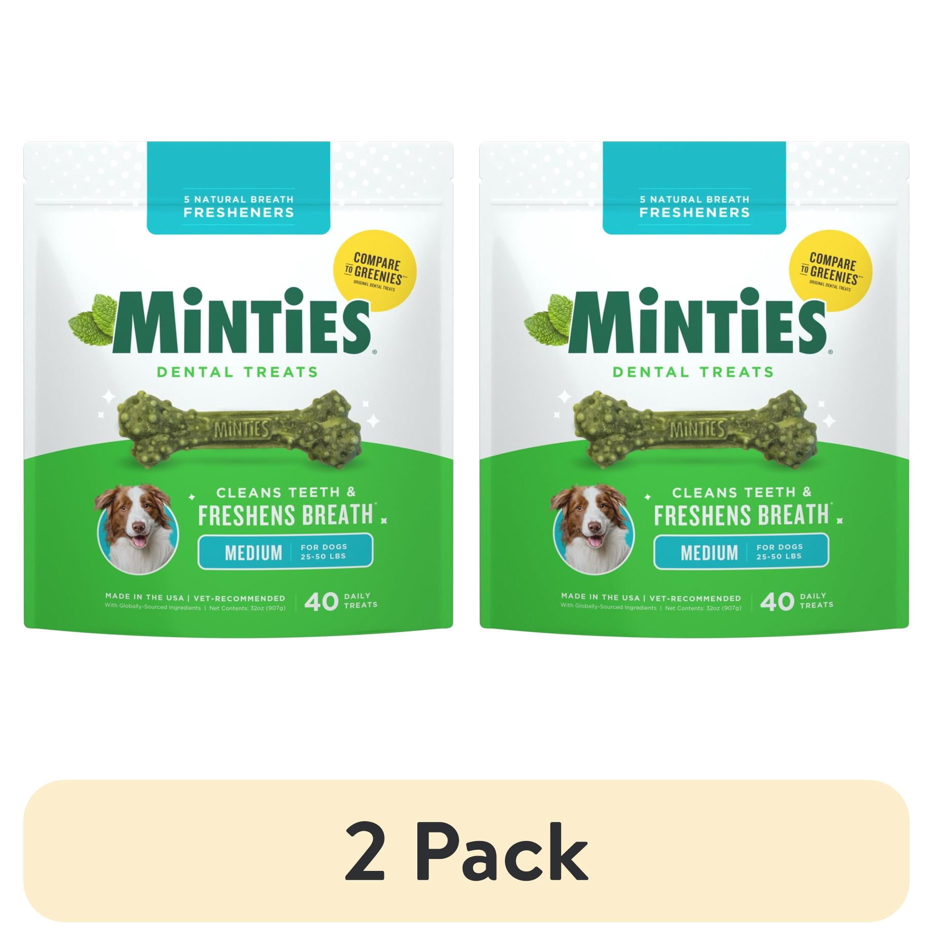 (2 pack) MINTIES Dog Dental Bone Treats, Dental Chews for Medium Dogs, 40 Count, Shelf-Stable