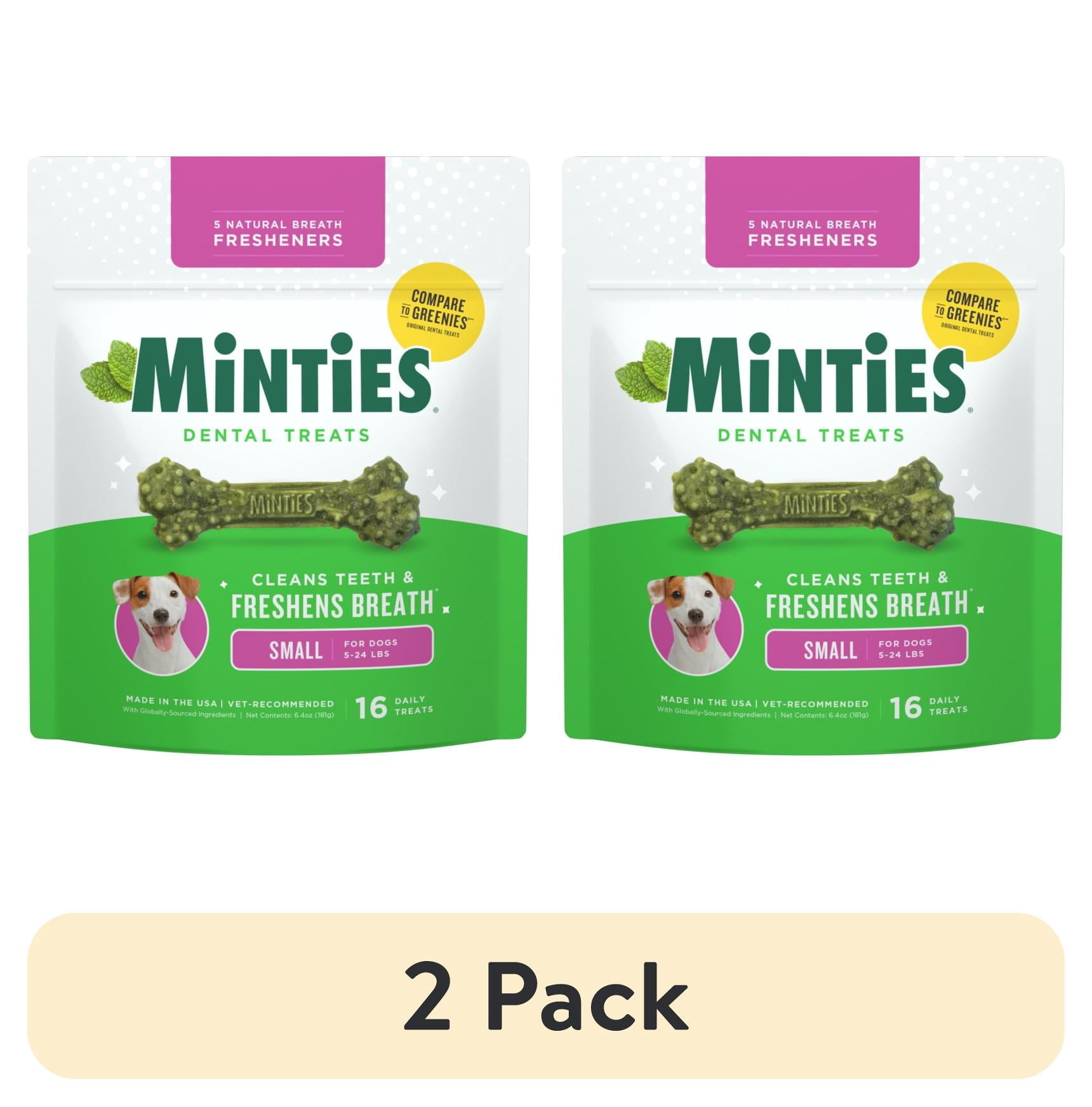 (2 pack) MINTIES Dog Dental Bone Treats, Dental Chews for Tiny & Small Dogs, 16 Count, Shelf-Stable