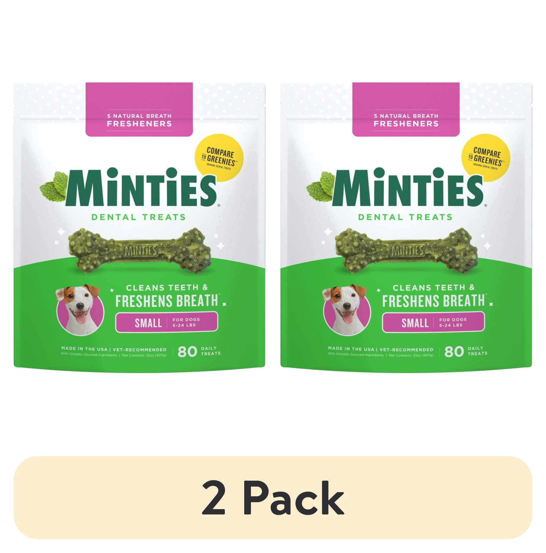 (2 pack) MINTIES Dog Dental Bone Treats, Dental Chews for Tiny & Small Dogs, 80 Count, Shelf-Stable