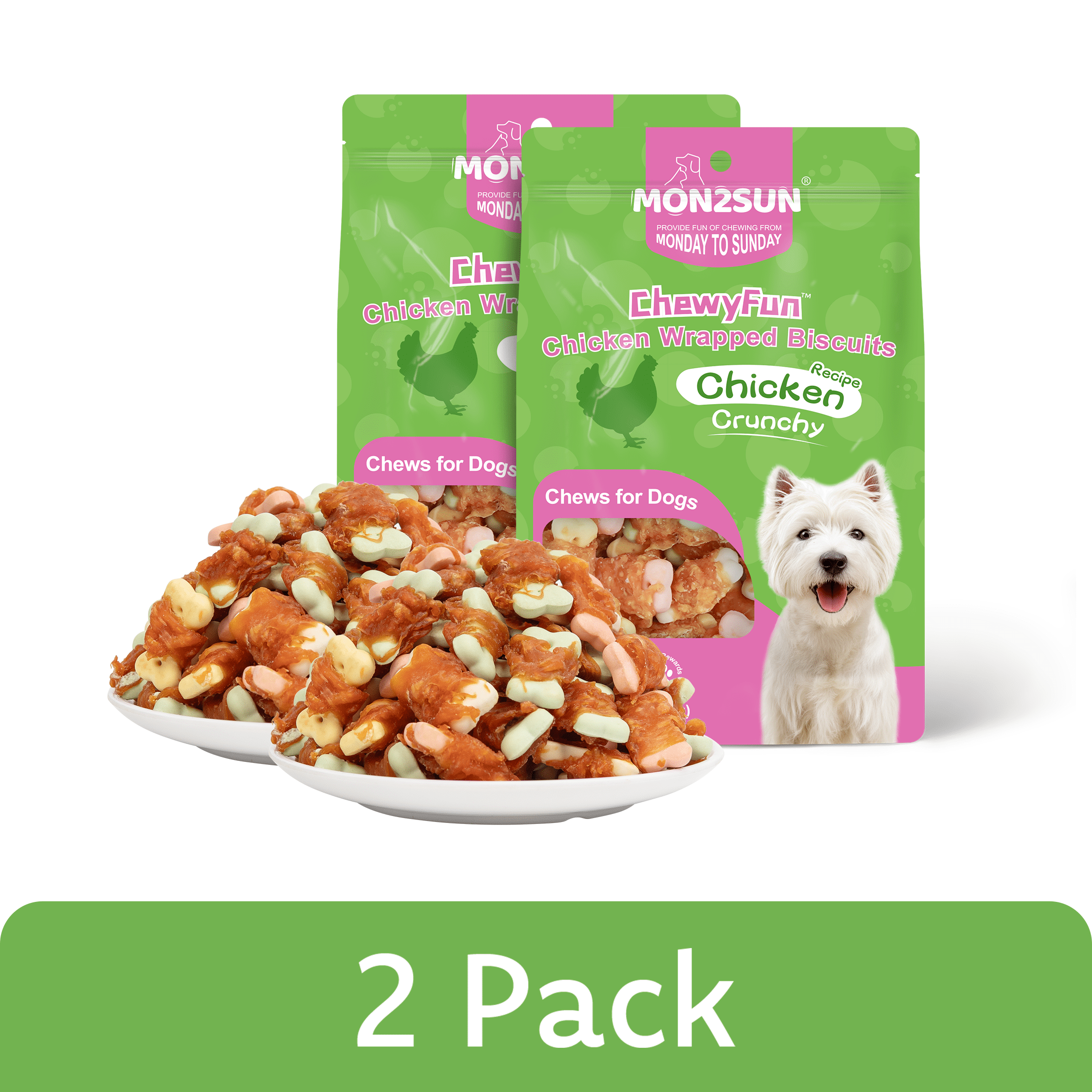 (2 pack) MON2SUN  Chicken Wrapped Biscuits Dog Treats,  10.1 oz