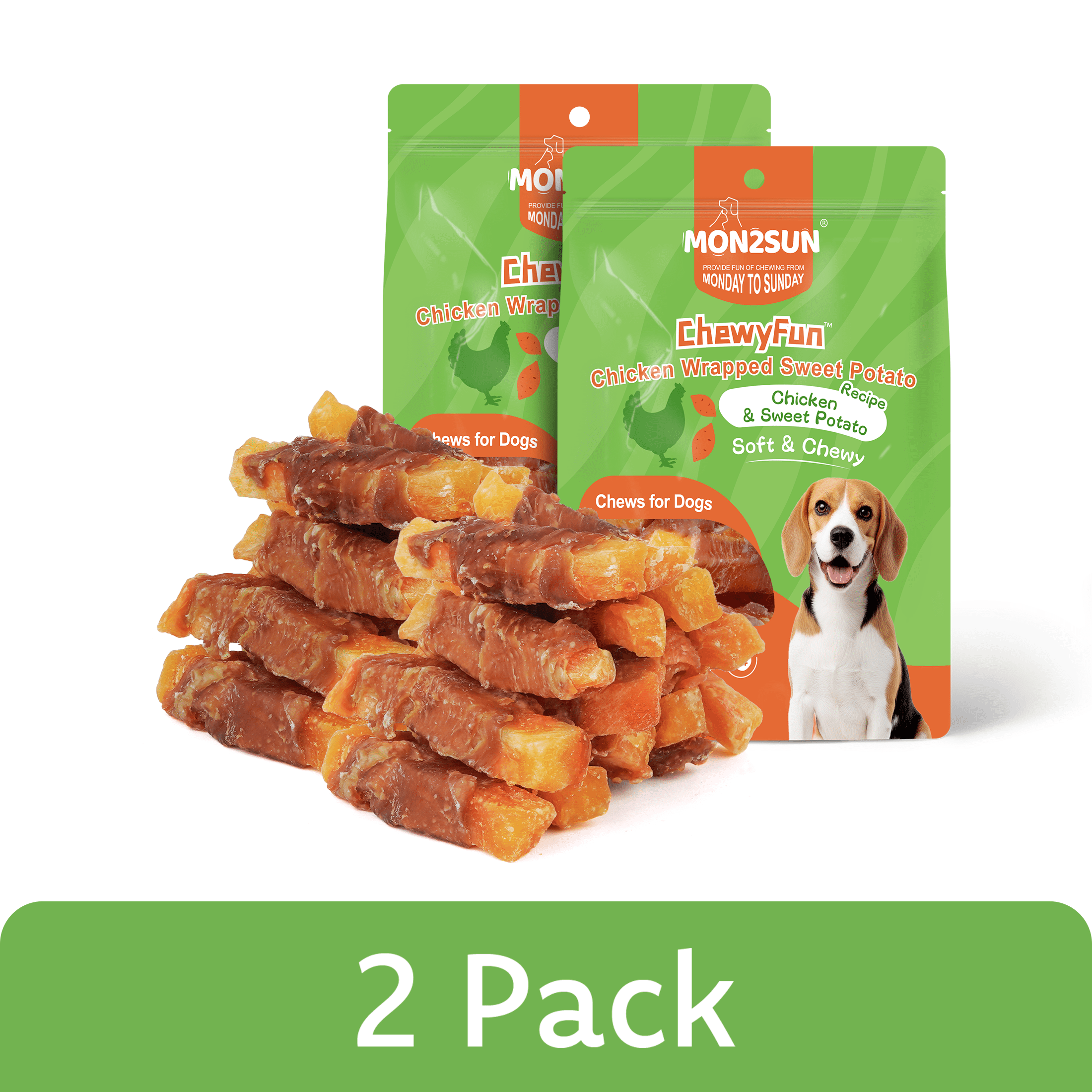 (2 pack) MON2SUN Chicken Wrapped Sweet Potato Small Dog Treats, 13 oz