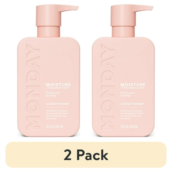 (2 pack) MONDAY Haircare MOISTURE Conditioner Hydrates Dry Hair, Hyaluronic Acid, Shea Butter, 12 fl oz