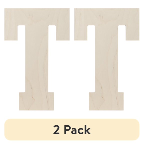 (2 pack) MPI JBB-820 13 in. Baltic Birch Collegiate Font Letters & Numbers - Letter T