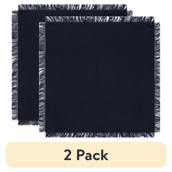 (2 pack) Mainstays 4 Pack Solid Black Napkin Set - 18" x 18" - 100% Cotton