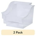 thumbnail image 1 of (2 pack) Mainstays 2-Tier Medium Clear Plastic Bin, Multi-Purpose Kitchen Storage and Organization Solution, 1 of 7
