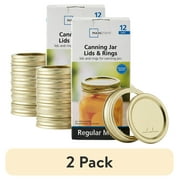 (2 pack) Mainstays 12-Pack Canning Jar Lids and Rings - Regular Mouth, Two-Piece Mason Jar Lids with Bands for Canning and Preserving, Fits All Brands Regular Mouth Mason Jars