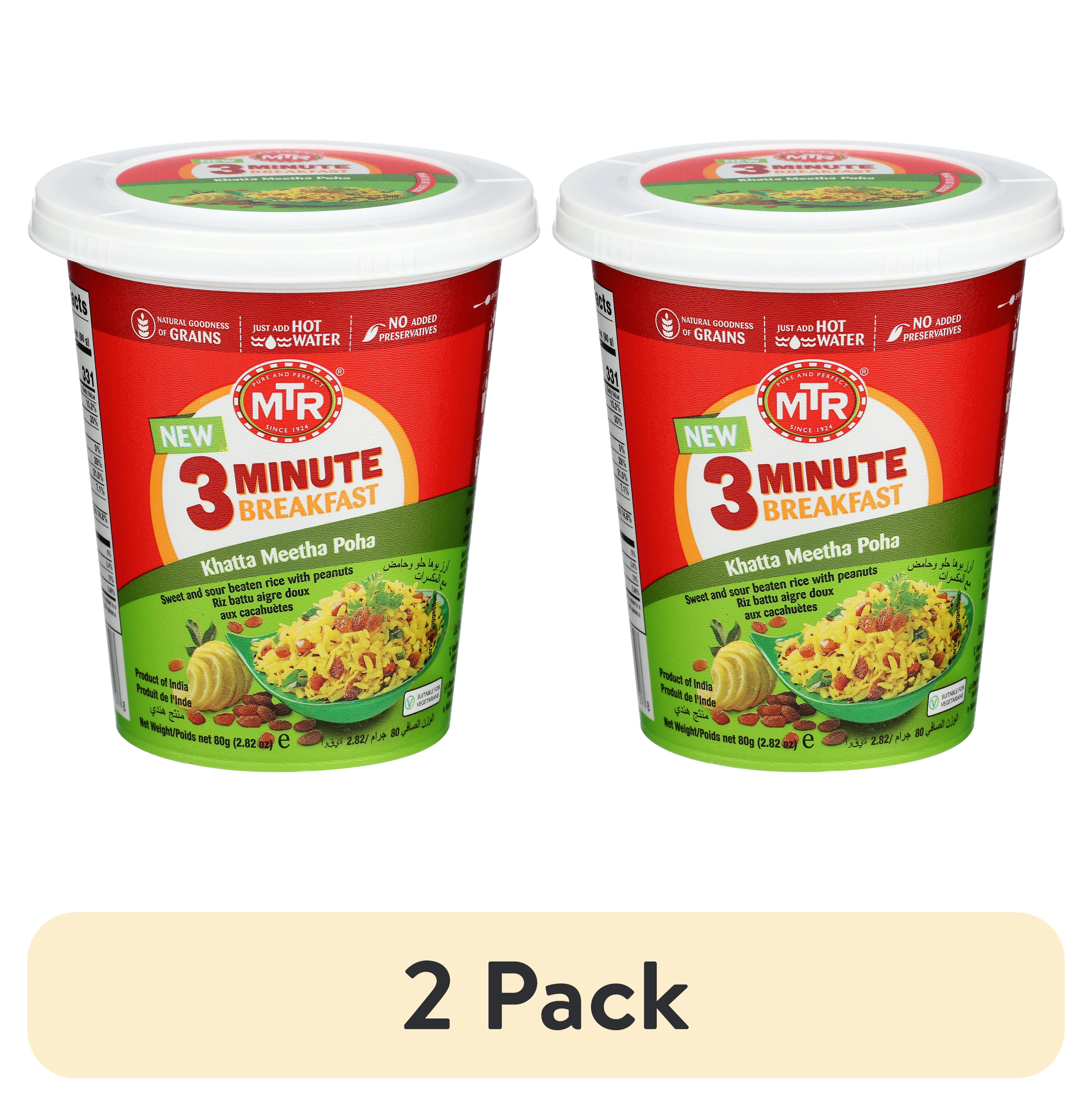 (2 pack) MTR brand, Khatta Meetha Poha Breakfast Cups, 2.82 oz