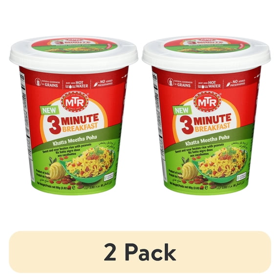 (2 pack) MTR brand, Khatta Meetha Poha Breakfast Cups, 2.82 oz