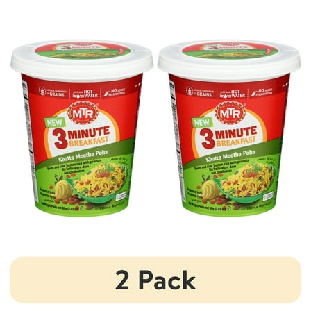 (2 pack) MTR brand, Khatta Meetha Poha Breakfast Cups, 2.82 oz