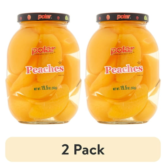 (2 pack) Polar Sliced Peaches in Light Syrup, 20 oz Glass Jar