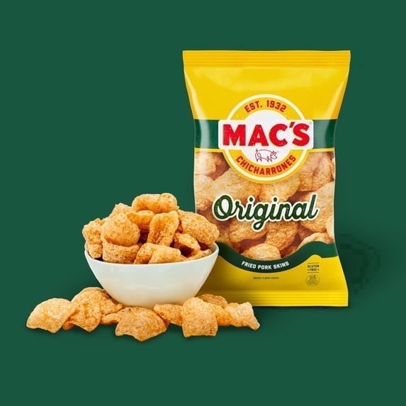 2 pack Mac's Original Chicharrones Pork Rinds, Pork Skins, 4 oz Bag