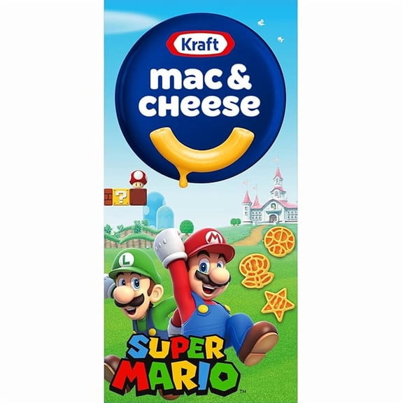 (2 pack) Macaroni and Cheese Dinner with Super Mario Power-Up Pasta Shapes (5.5 oz Box)