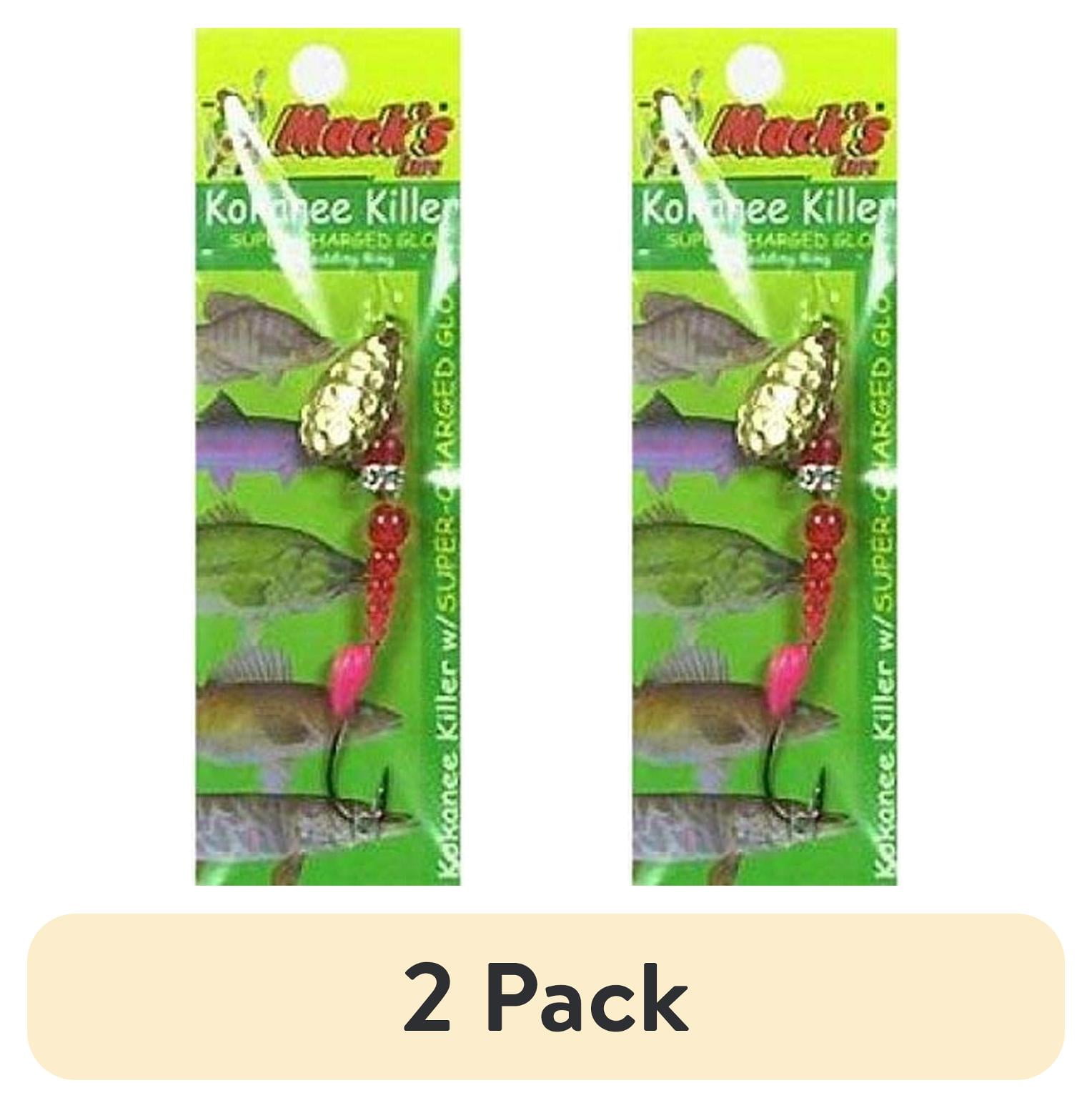 (2 pack) Mack's Lure Kokanee Killer Single Glo Hook Hammered Brass Flo Orange HotCerise 6