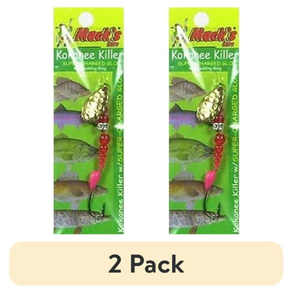 (2 pack) Mack's Lure Kokanee Killer Single Glo Hook Hammered Brass Flo Orange HotCerise 6
