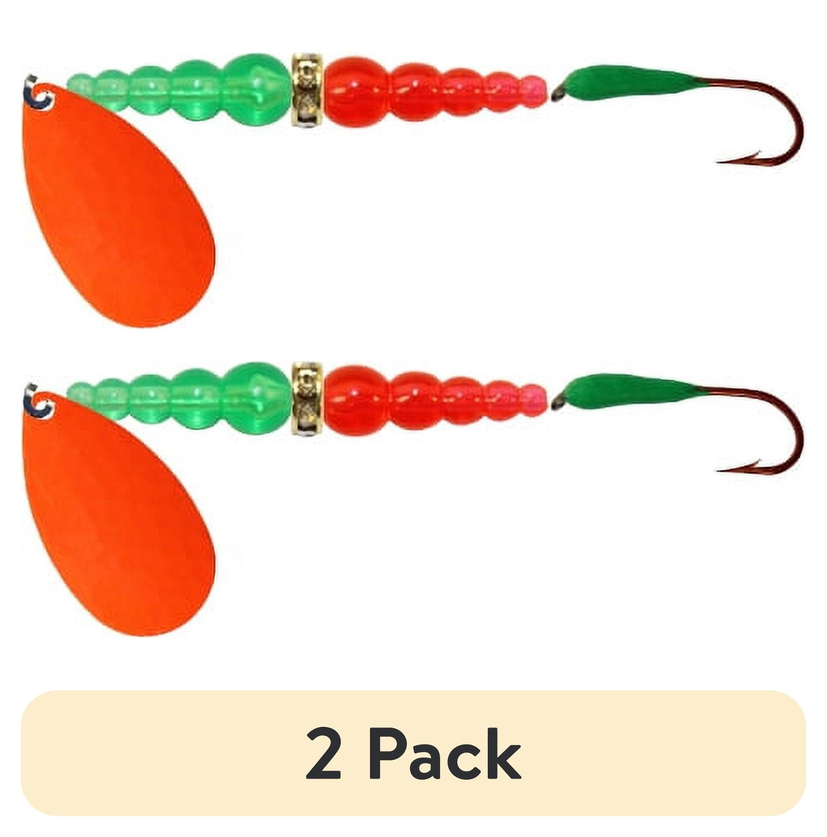 (2 pack) Mack's Lure Kokanee Killer Single Glo Hook Orng FlGrn/FlOrng Grasshopper Grn 6