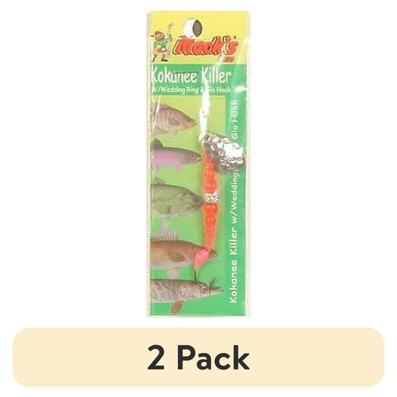 (2 pack) Mack's Lure Kokanee Killer Single Glo Hook Hammered Nickel FlOrange Hot Cerise 6