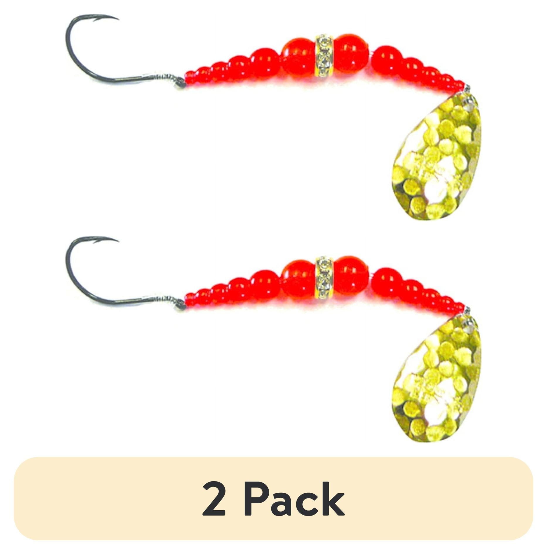 (2 pack) Mack's Lure Wedding Ring Spinner Classic Series Hammered Brass Flo Orange 8