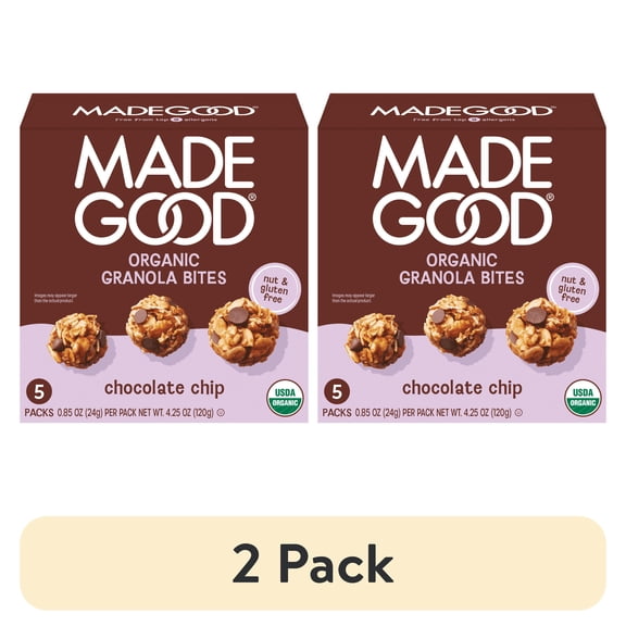 (2 pack) MadeGood Chocolate Chip Granola Minis, 5 Count Box, 0.85 oz Each
