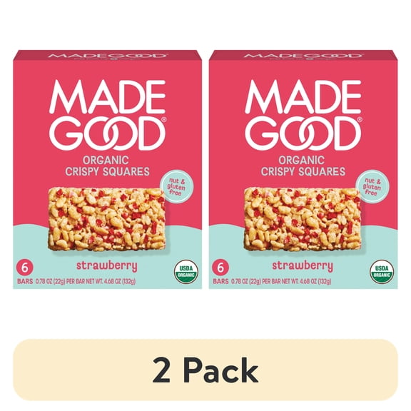 (2 pack) MadeGood Strawberry Crispy Squares 6pk