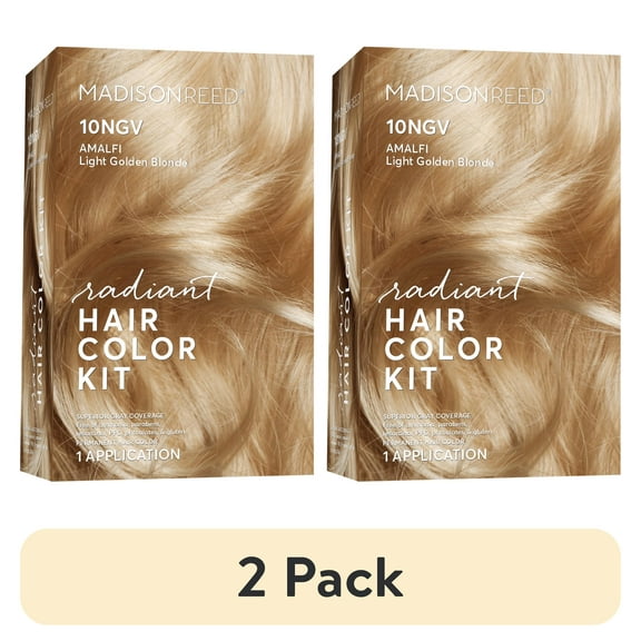 (2 pack) Madison Reed Radiant Permanent Hair Color Kit, Amalfi, (10NGV), Light Golden Blonde, 8-Piece Kit