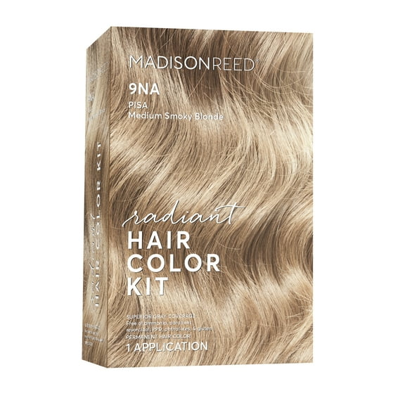 (2 pack) Madison Reed Radiant Permanent Hair Color Kit, Pisa, (9NA), Medium Smokey Blonde, 8-Piece Kit