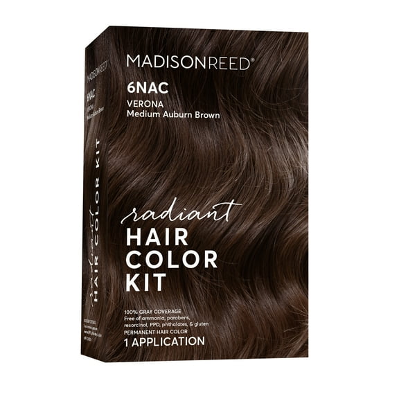 (2 pack) Madison Reed Radiant Permanent Hair Color Kit, Verona, (6NAC), Medium Auburn Brown, 8-Piece Kit