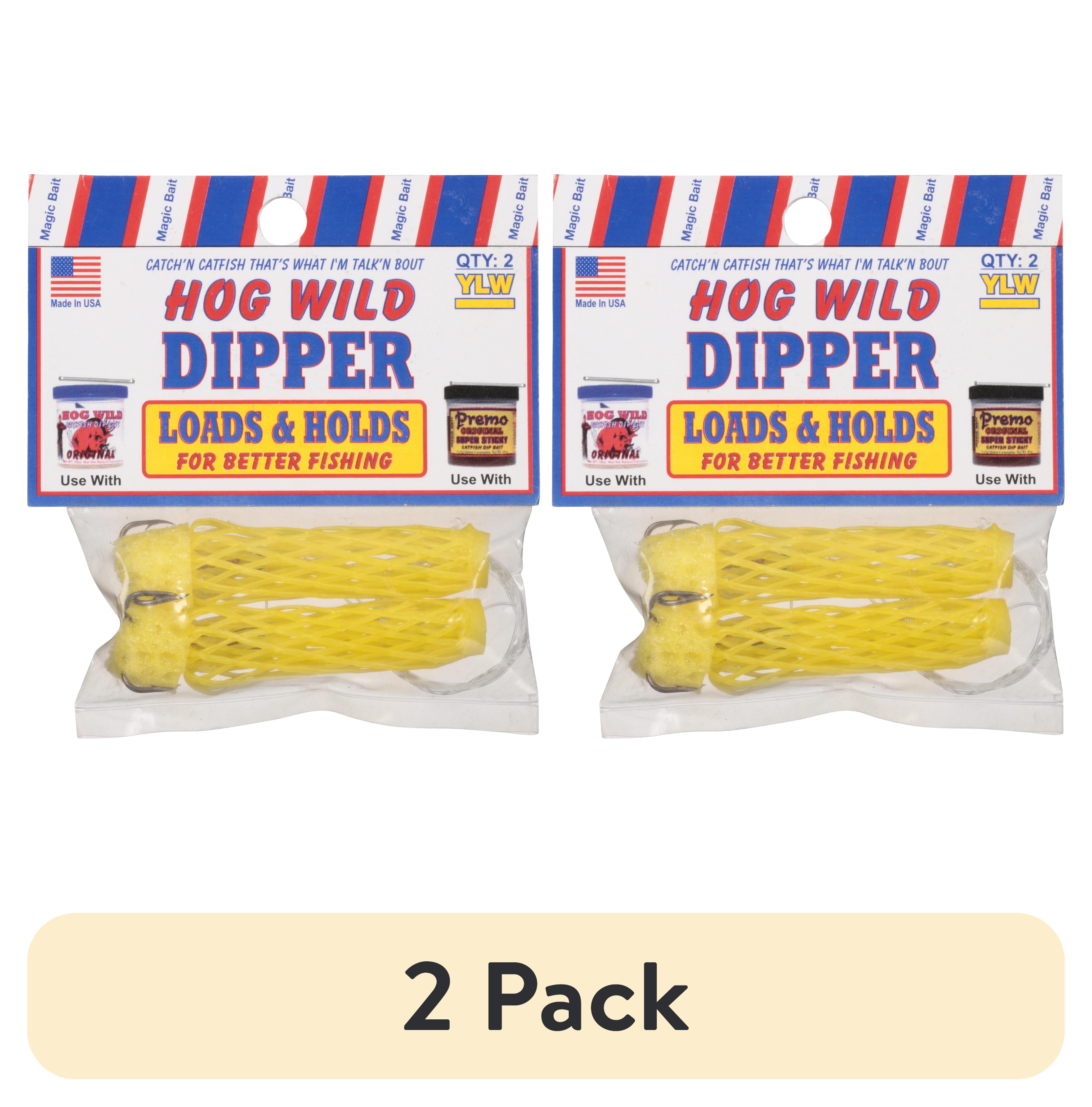 (2 pack) Magic Bait, Hog Wild Dipper Fishing Hooks, Yellow, 2ct