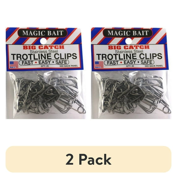 (2 pack) Magic Bait, Stainless Steel Trot Line Clips, 25ct