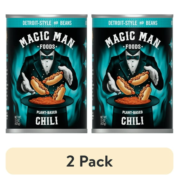 (2 pack) Magic Man Chili – Plant‑Based Detroit Style No Bean Chili, 15 oz Can, Vegan, Gluten free, Soy free, Seed Oil free