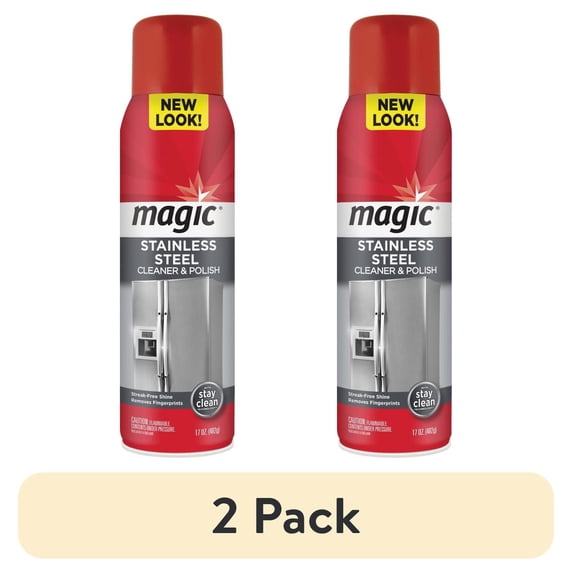(2 pack) Magic Clean Products Stainless Steel Cleaner Aerosol - Streak-Free, Fresh Scent - 17 Ounce