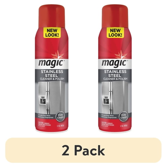 (2 pack) Magic Clean Products Stainless Steel Cleaner Aerosol - Streak-Free, Fresh Scent - 17 Ounce