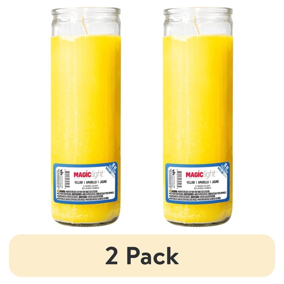 (2 pack) MagicLight Religious Unscented Candle, 16 oz Yellow Wax in Clear Glass Jar