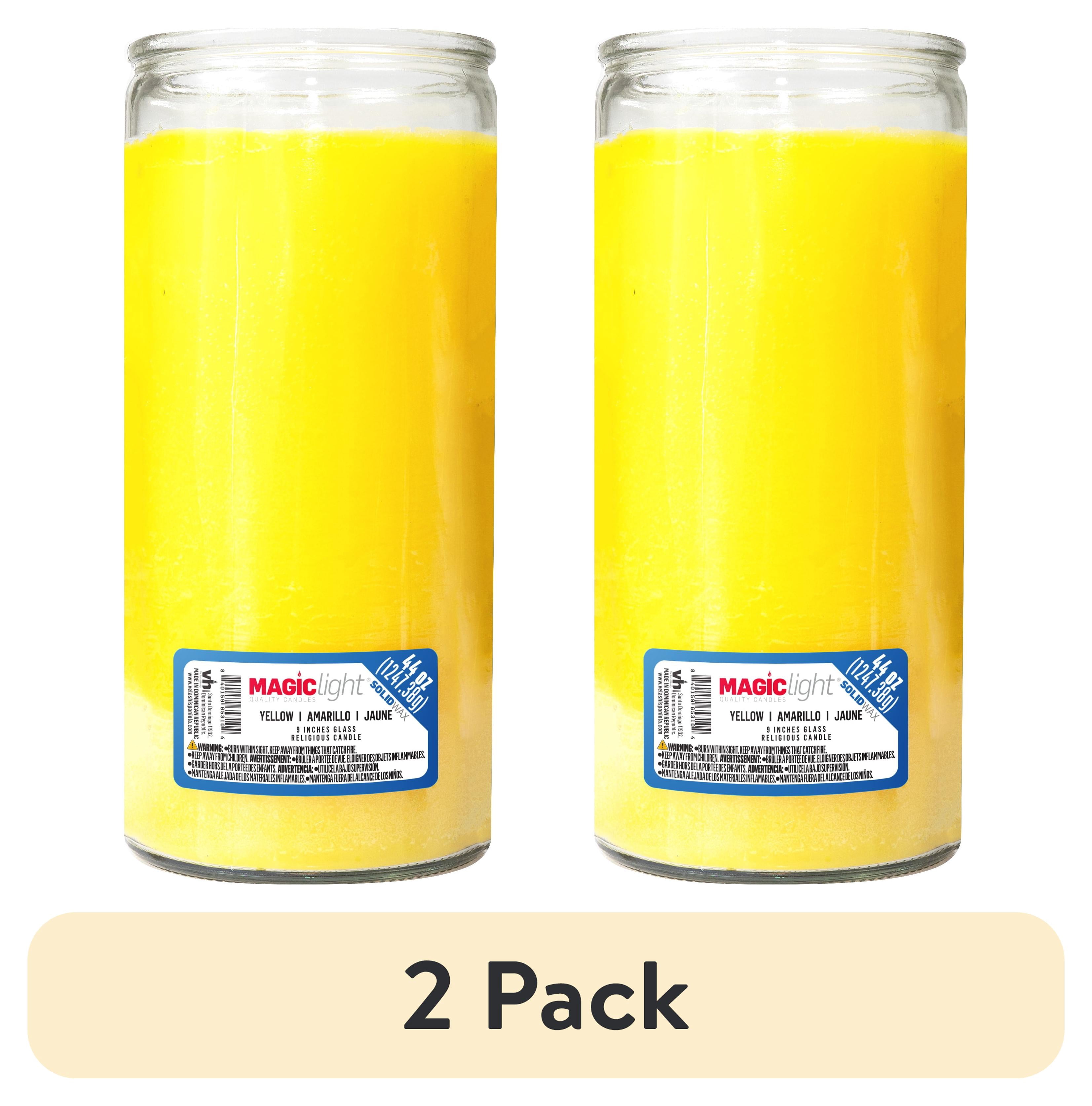 (2 pack) MagicLight Religious Candles 44 oz - Clear Glass Jar, Unscented Yellow Wax