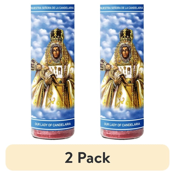 (2 pack) MagicLight Religious Candles 9.6 oz - Glass Jar, Unscented, Lady Candela Red